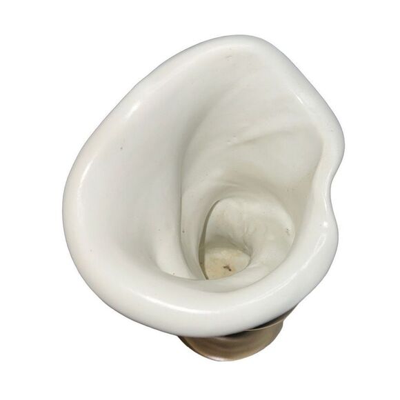 MCM abstract receptacle unique squished vase crumbled crushed  white - Picture 8 of 9